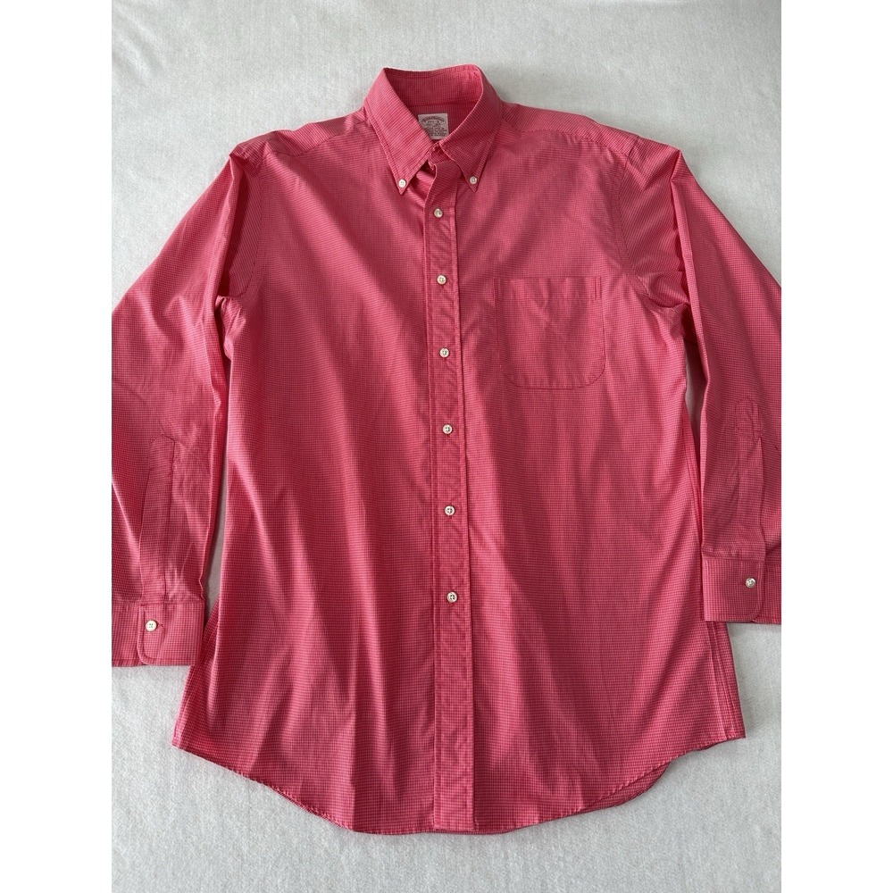 Vintage Brooks Brothers Button Down Dress Shirt 15.5 - 33 Cotton Red Stripe